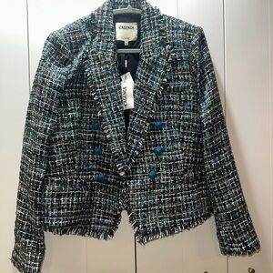 L'AGENCE Tweed Blazer - Black and Blue